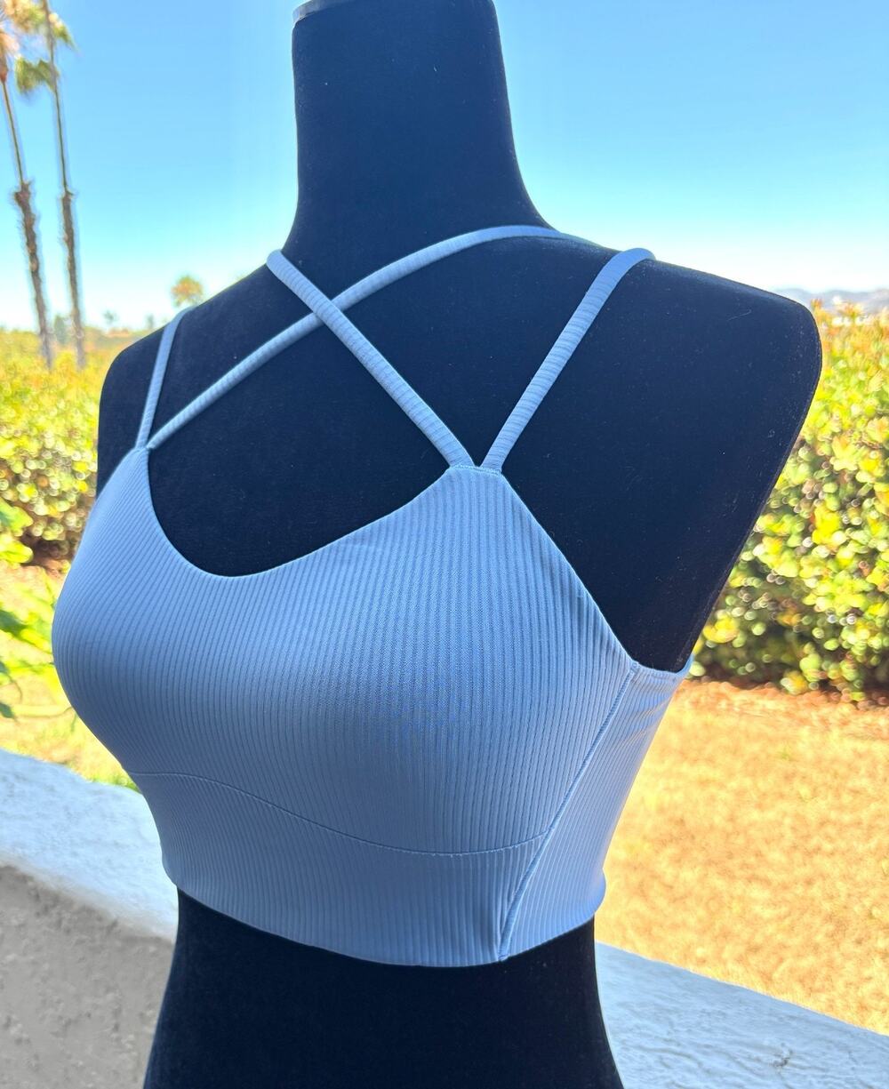 Lululemon Lavender Ribbed Strappy Double Strap Sports Bra Size 6